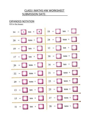 Worksheets for Grade 1 Expanded Notation Assignment