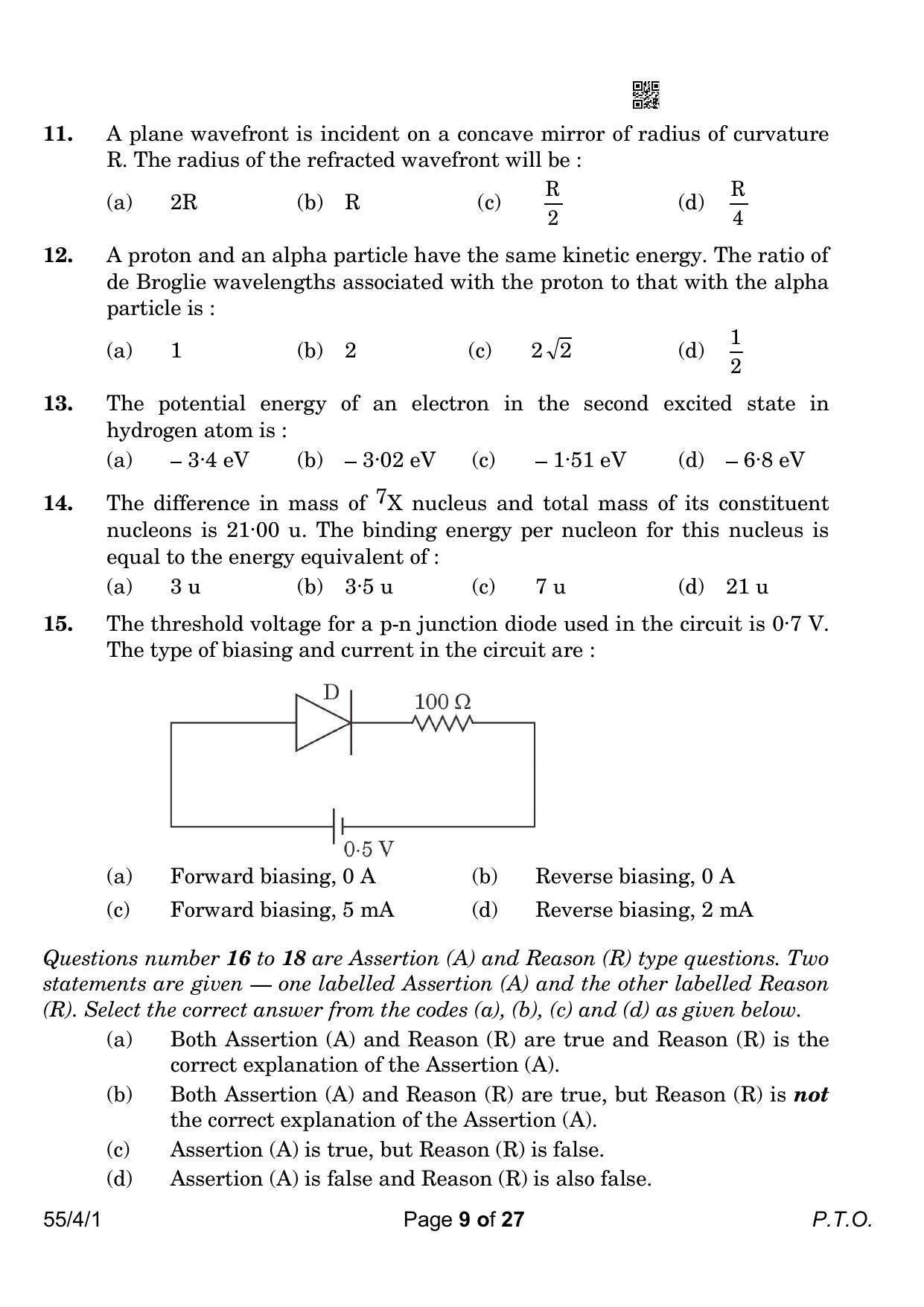 CBSE Class 12 55-4-1 Physics 2023 Question Paper - Page 9