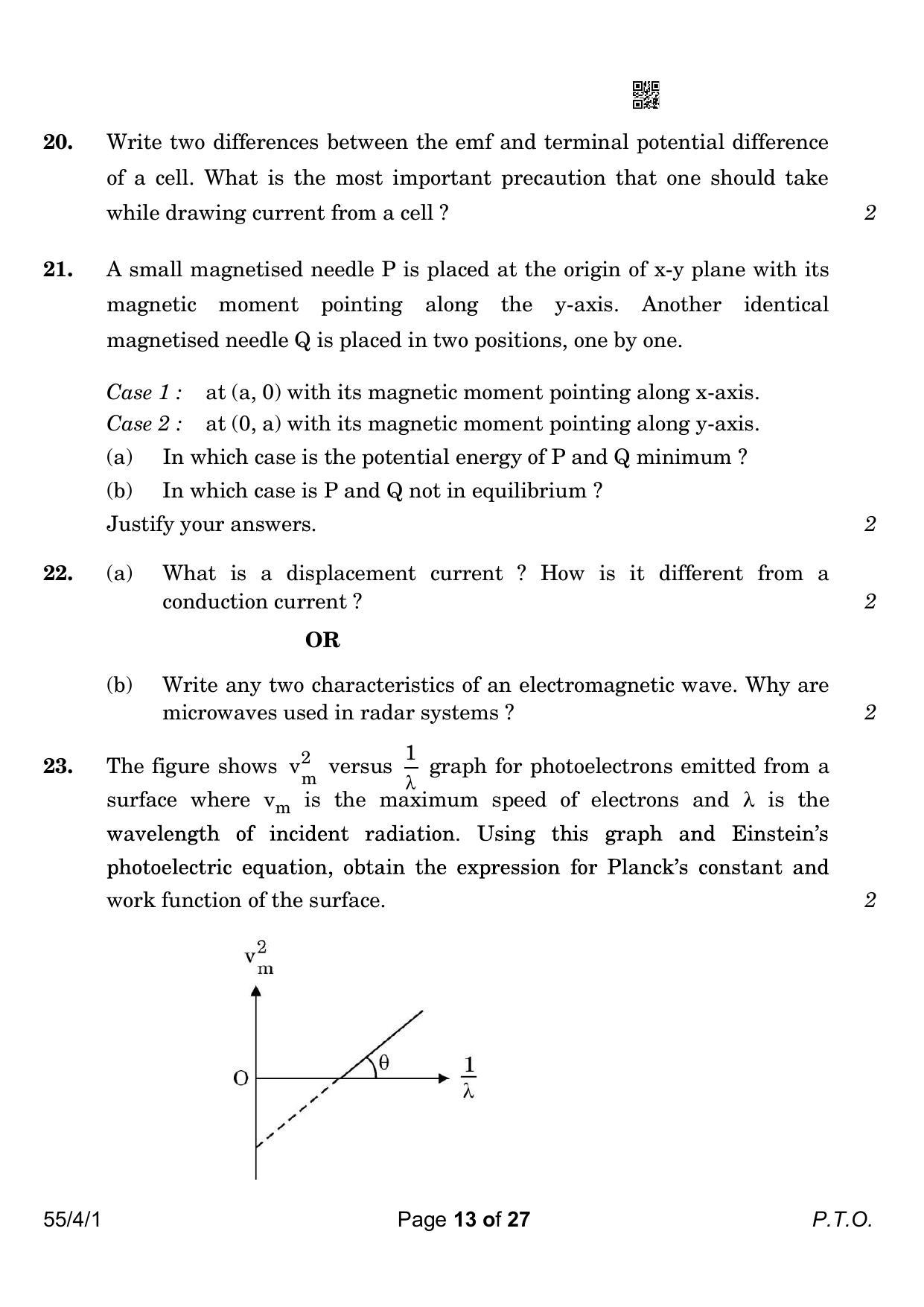 CBSE Class 12 55-4-1 Physics 2023 Question Paper - Page 13