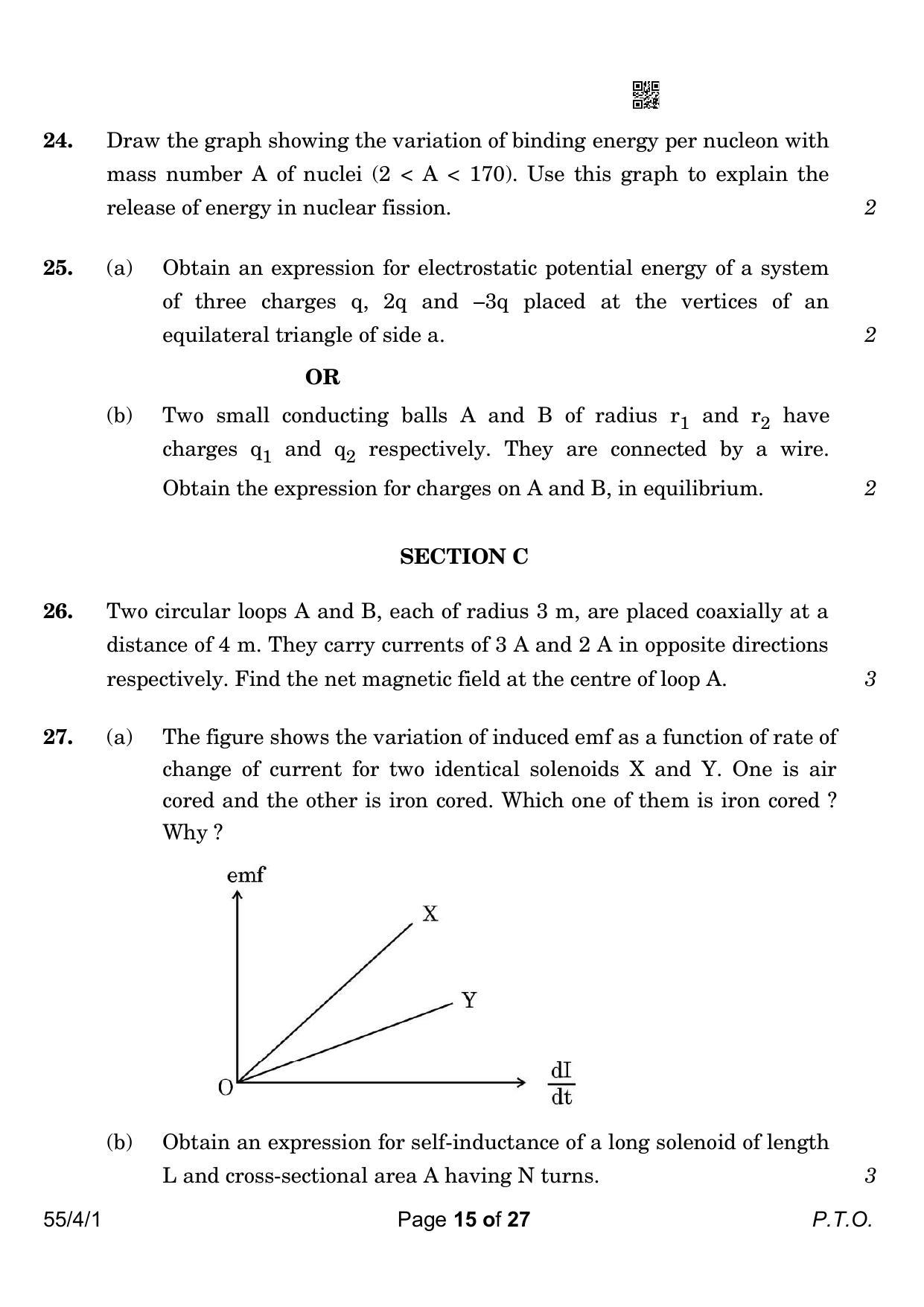 CBSE Class 12 55-4-1 Physics 2023 Question Paper - Page 15
