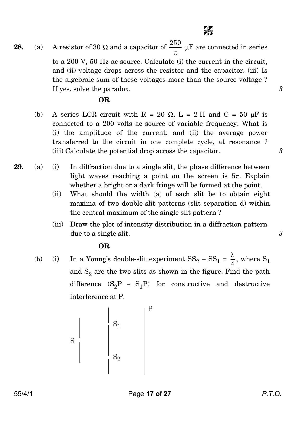 CBSE Class 12 55-4-1 Physics 2023 Question Paper - Page 17