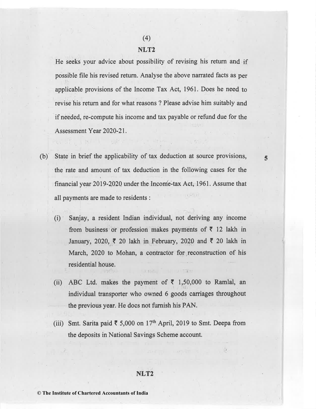 CA Inter Nov 2020 Question Paper - Paper 4 – Taxation - Page 4