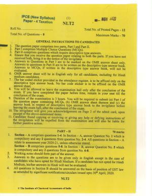 CA Inter Nov 2020 Question Paper - Paper 4 – Taxation