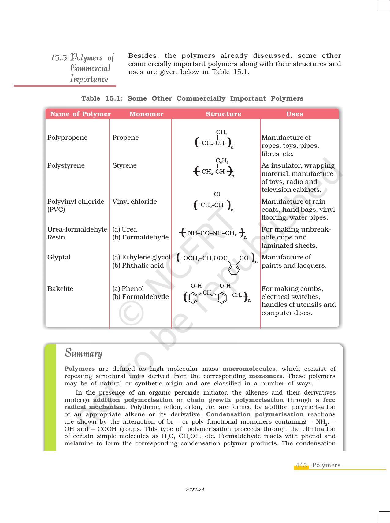 NCERT Book for Class 12 Chemistry Chapter 15 Polymers - Page 11