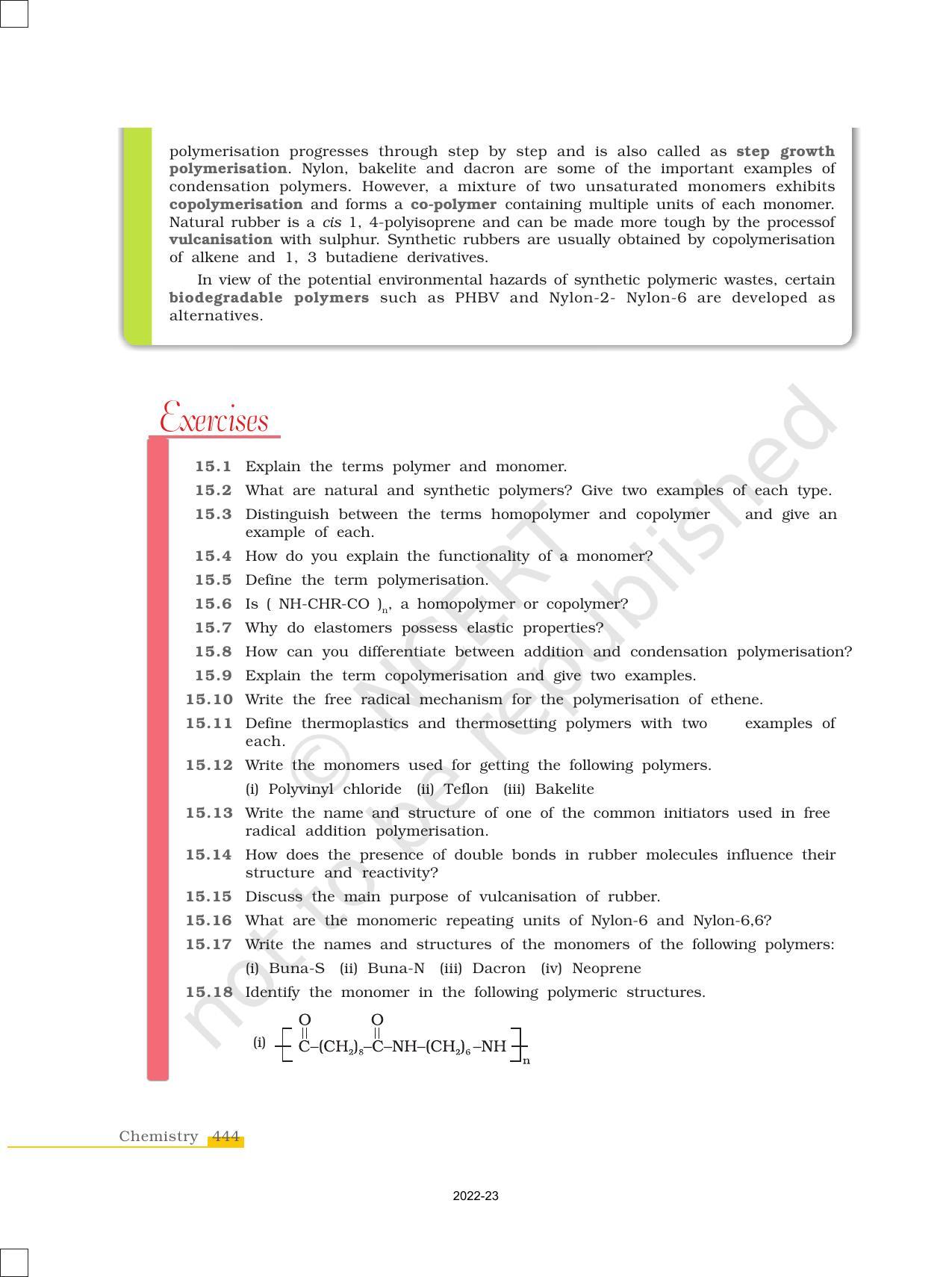 NCERT Book for Class 12 Chemistry Chapter 15 Polymers - Page 12
