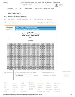 NEET Code D 2012 Answer & Solutions