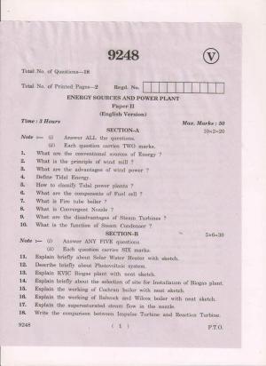 AP Inter 2nd Year Energy Sources and Power Plant March-2019-Vocational Question Paper