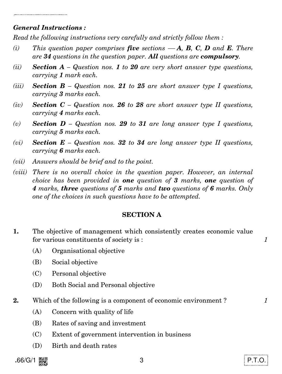 CBSE Class 12 66-C-1 - Business Studies 2020 Compartment Question Paper - Page 3