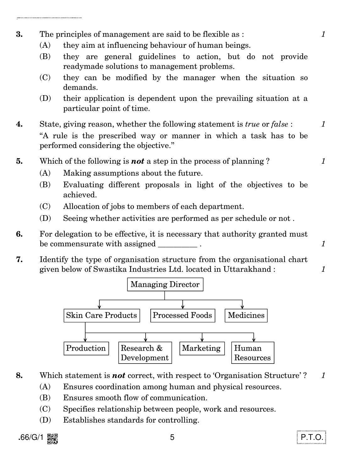 CBSE Class 12 66-C-1 - Business Studies 2020 Compartment Question Paper - Page 5