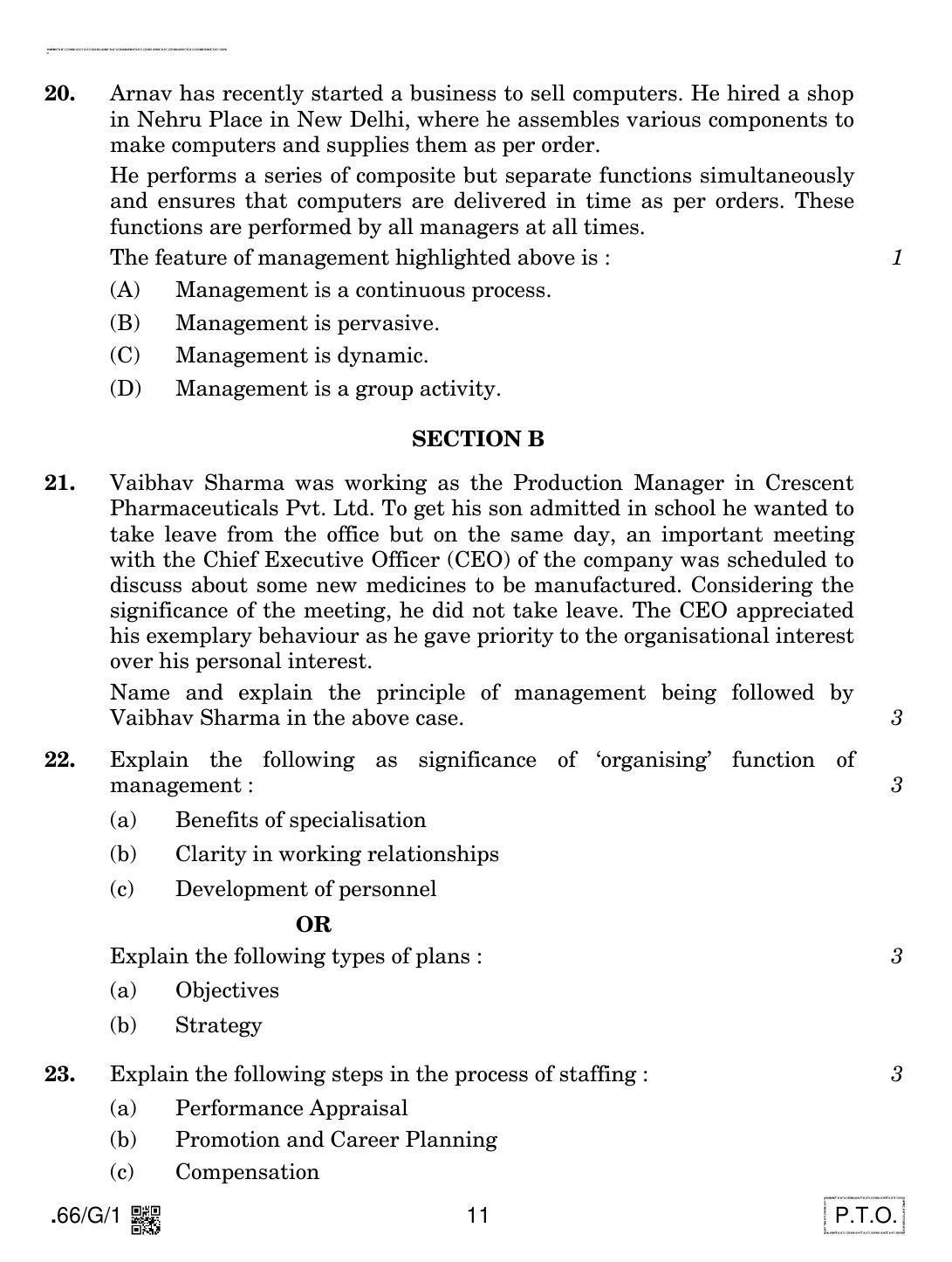 CBSE Class 12 66-C-1 - Business Studies 2020 Compartment Question Paper - Page 11