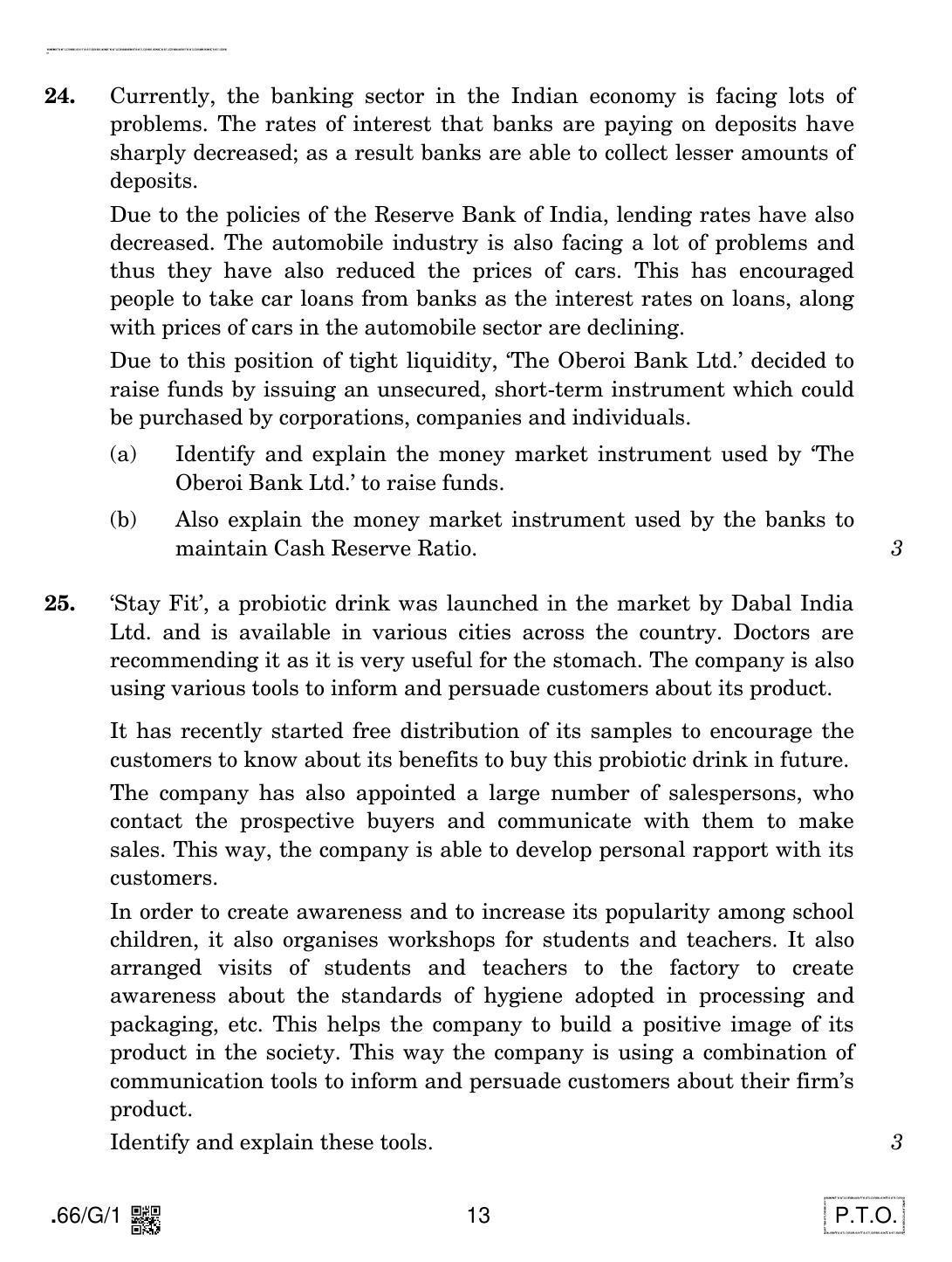 CBSE Class 12 66-C-1 - Business Studies 2020 Compartment Question Paper - Page 13