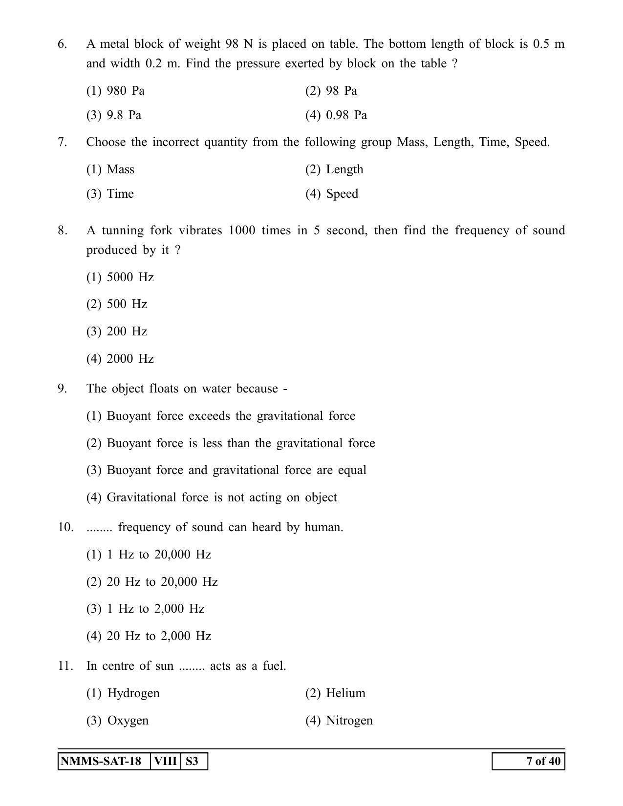 SAT HINDI 2018-19 Class 8 Maharashtra NMMS Question Papers - Page 7