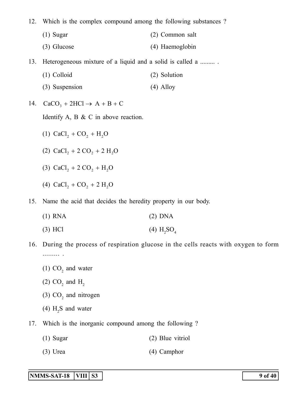 SAT HINDI 2018-19 Class 8 Maharashtra NMMS Question Papers - Page 9