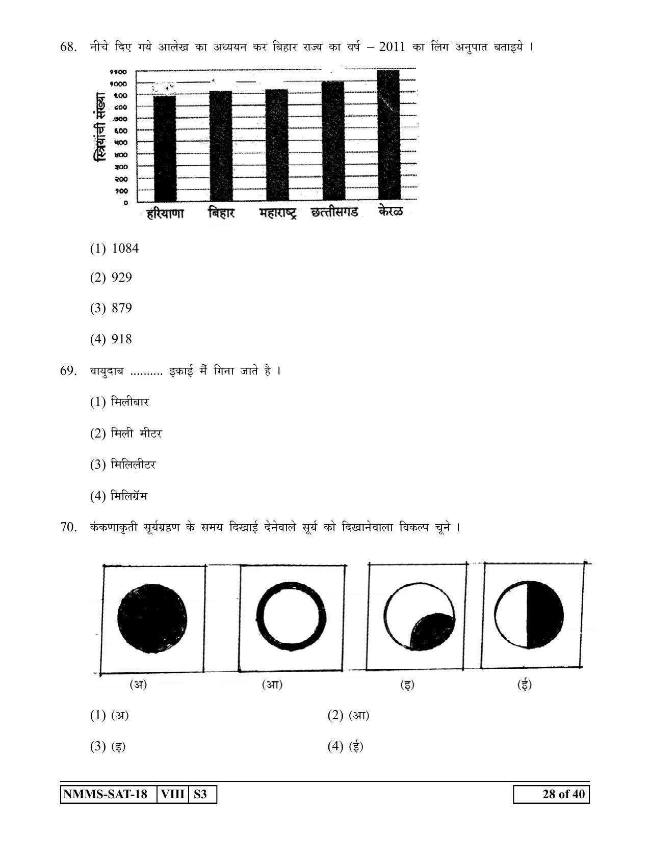 SAT HINDI 2018-19 Class 8 Maharashtra NMMS Question Papers - Page 28