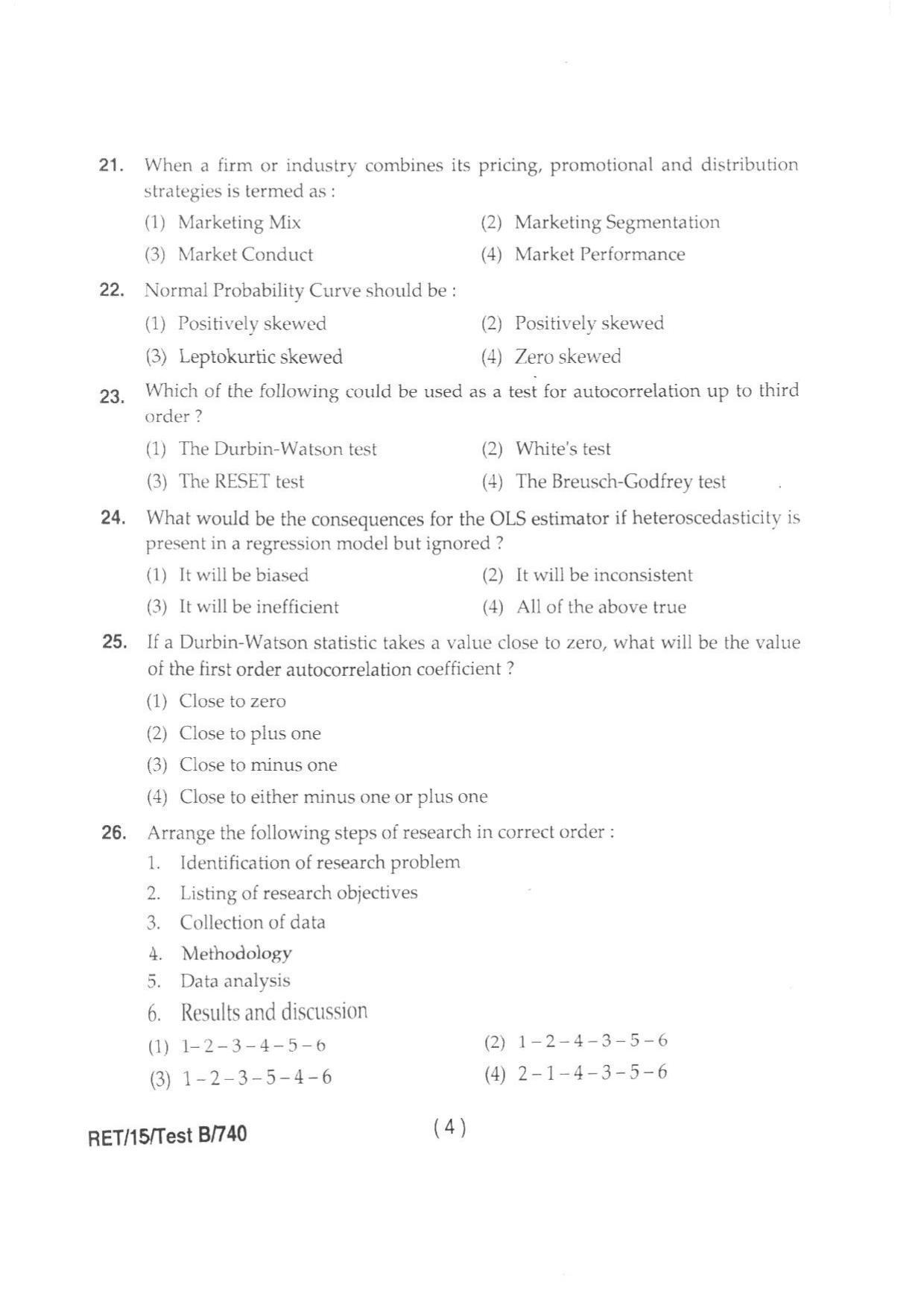 BHU RET AGRICULTURAL ECONOMICS 2015 Question Paper - Page 6
