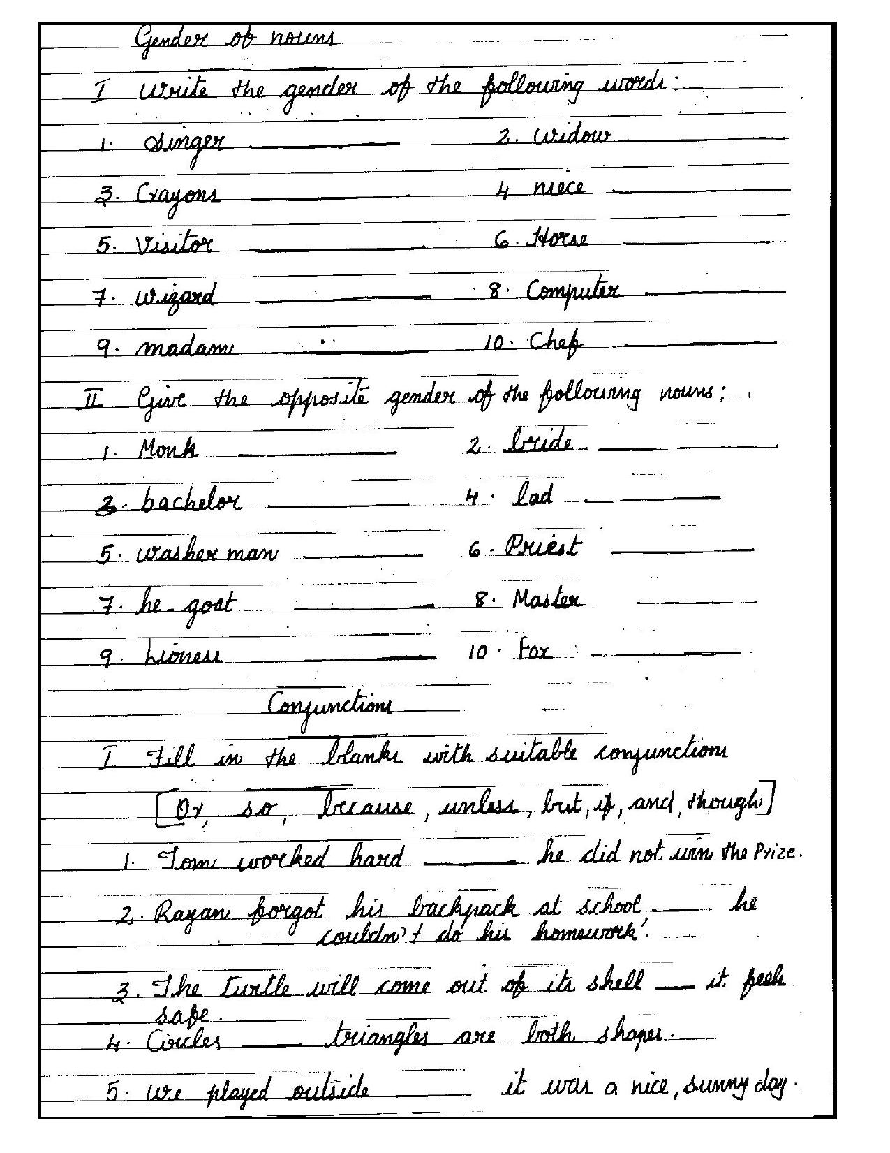 Worksheet for Class 3 English Writing Tasks Assignment - Page 1