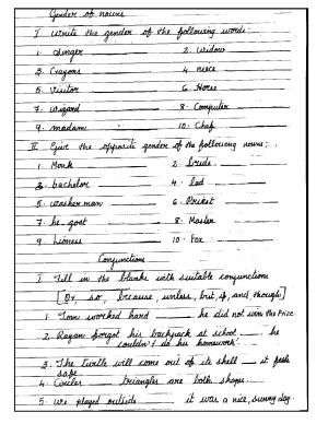 Worksheet for Class 3 English Writing Tasks Assignment
