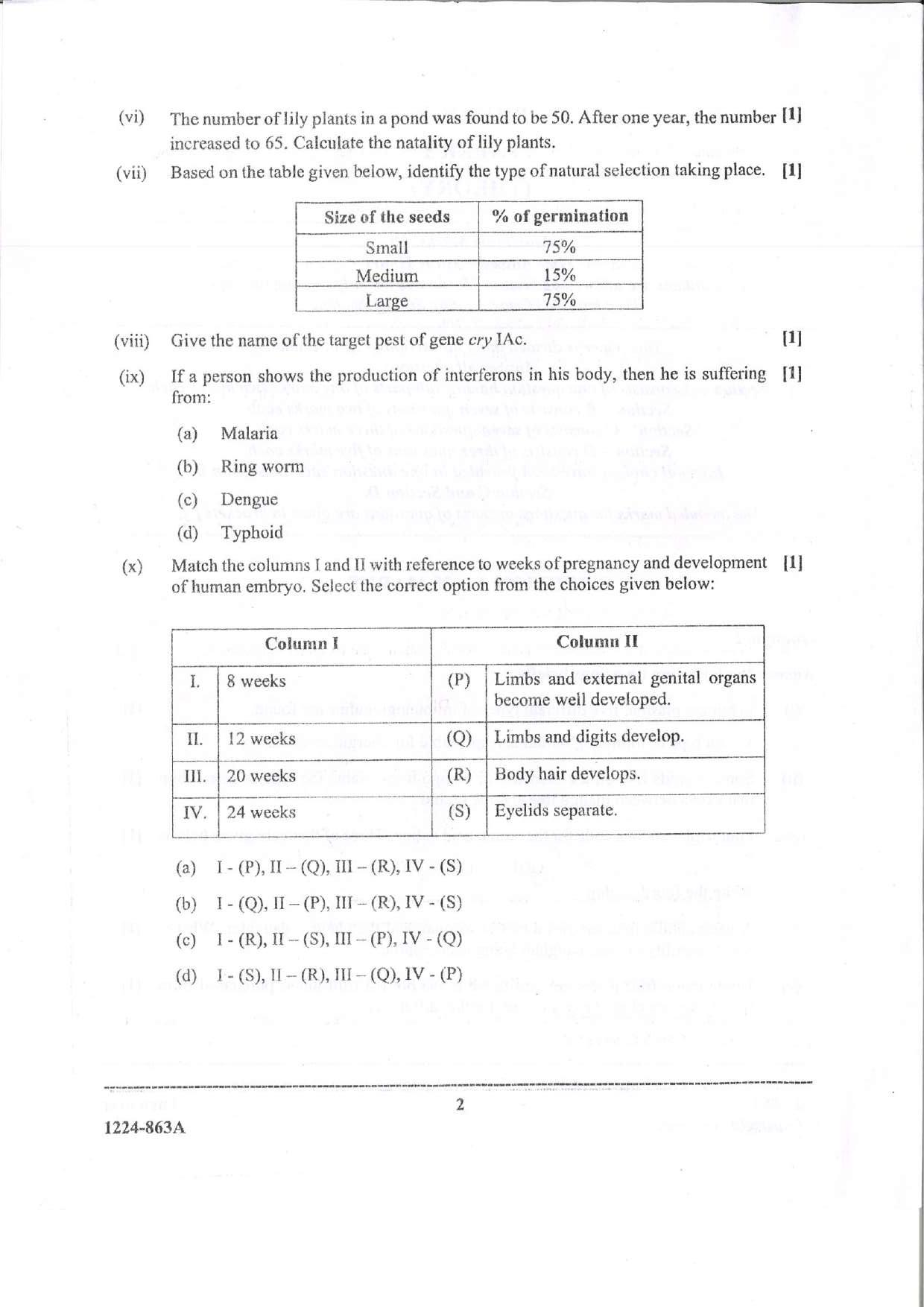 ISC Class 12 Biology 2024 Question Paper - Page 2