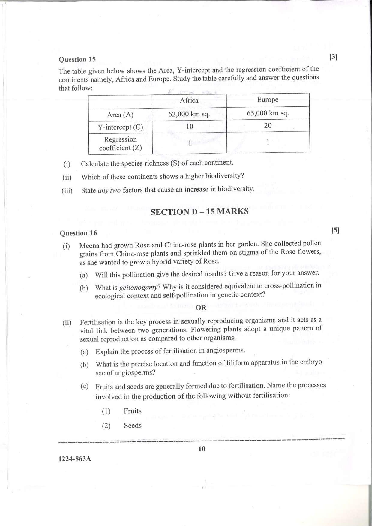 ISC Class 12 Biology 2024 Question Paper - Page 10