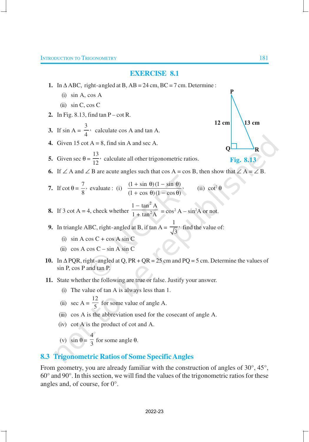 NCERT Book for Class 10 Maths Chapter 8 Introduction to Trigonometry - Page 9