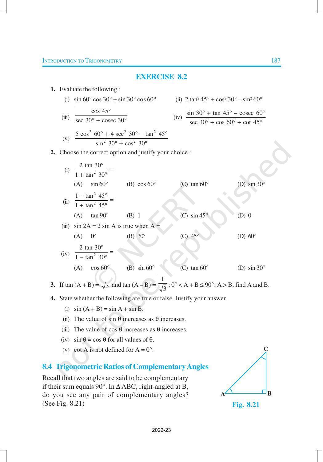 NCERT Book for Class 10 Maths Chapter 8 Introduction to Trigonometry - Page 15