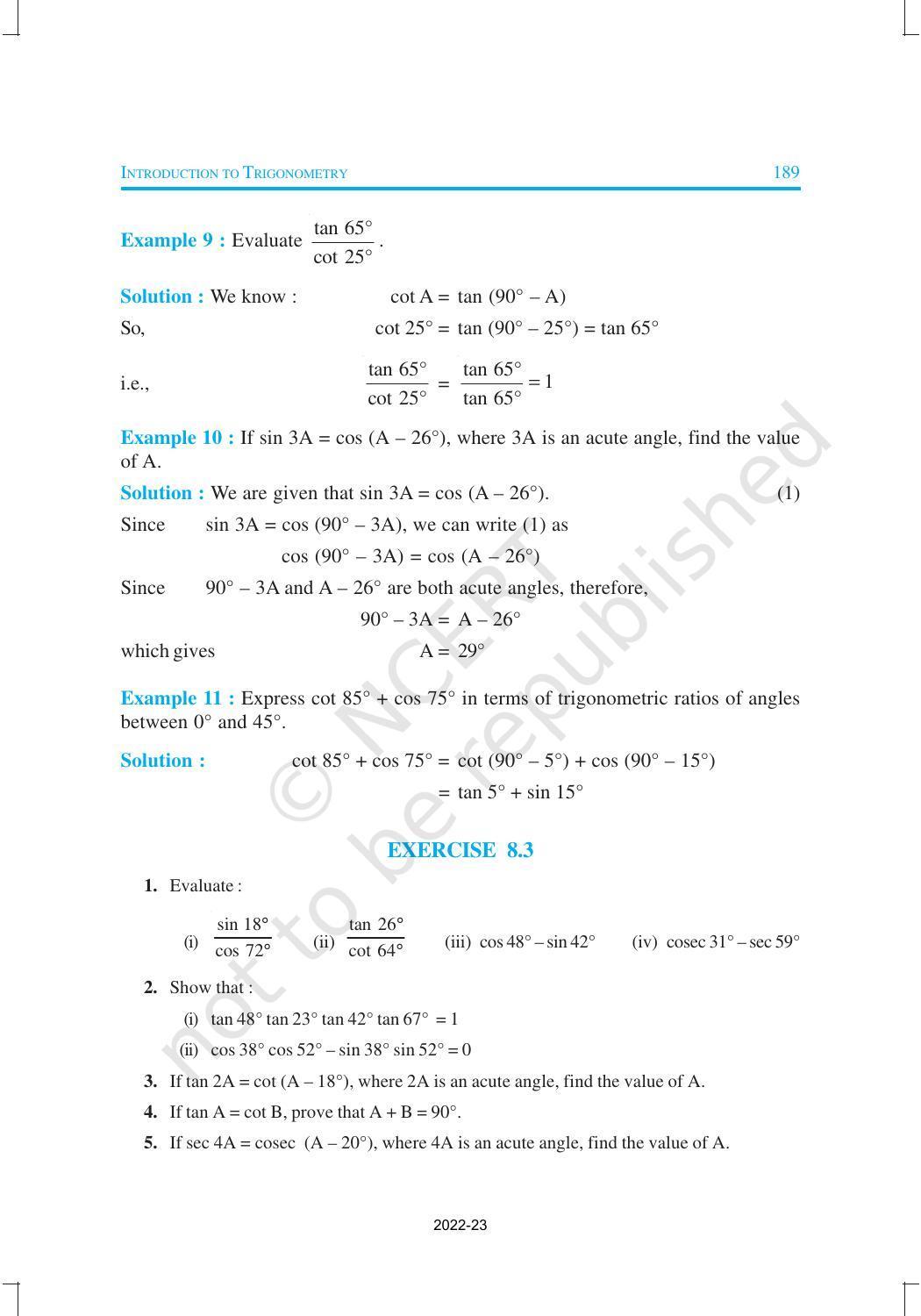 NCERT Book for Class 10 Maths Chapter 8 Introduction to Trigonometry - Page 17