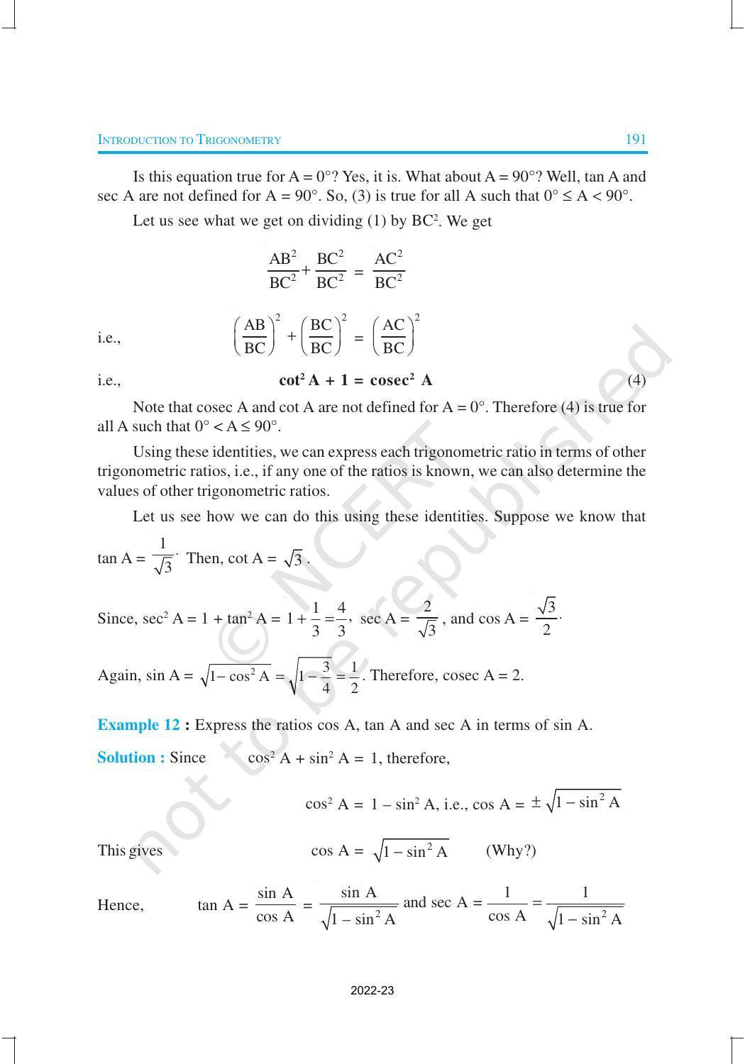 NCERT Book for Class 10 Maths Chapter 8 Introduction to Trigonometry - Page 19