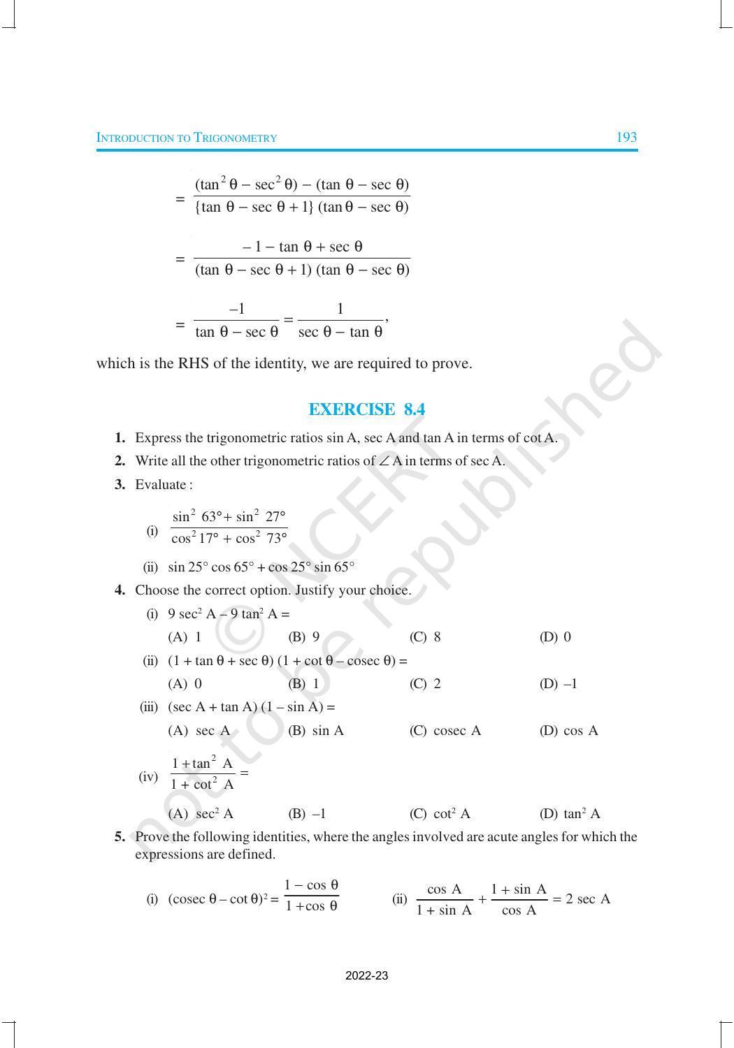 NCERT Book for Class 10 Maths Chapter 8 Introduction to Trigonometry - Page 21