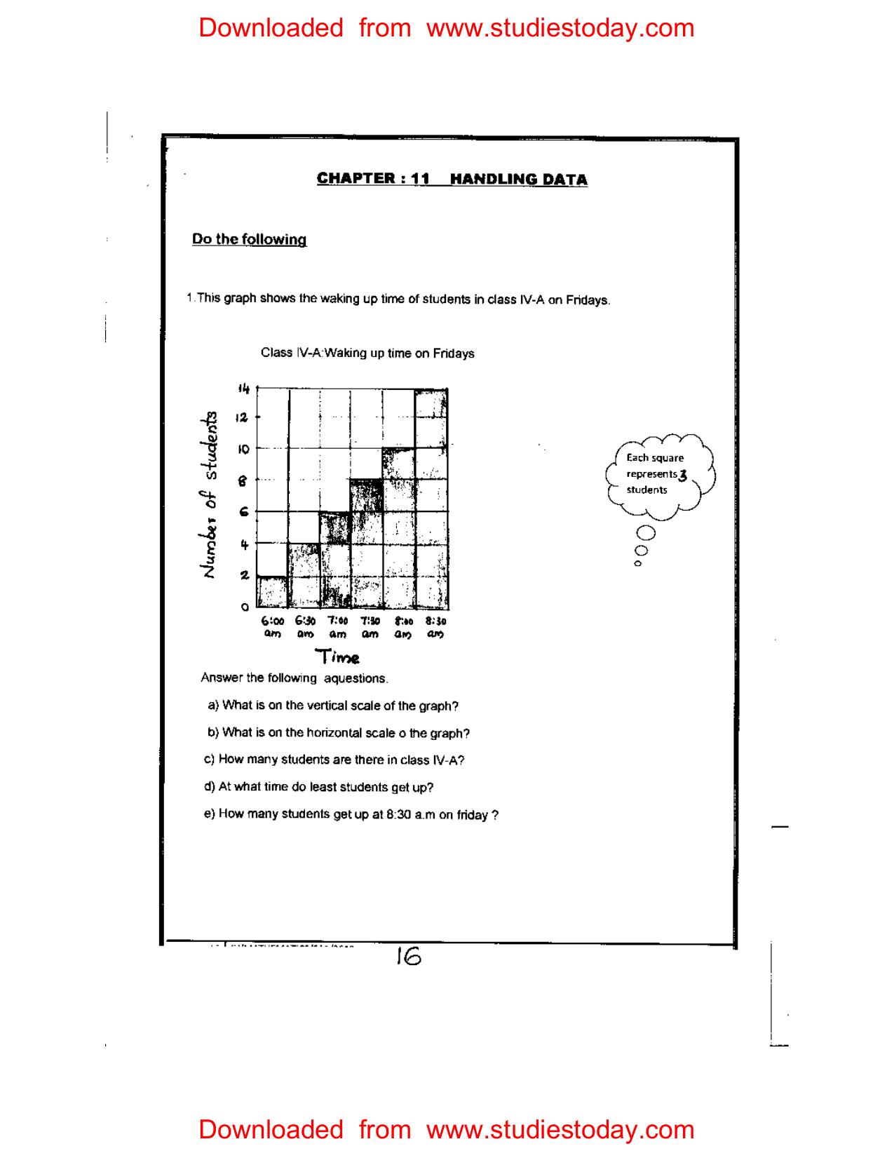Worksheet for Class 4 Maths Assignment 89 Handling Data - Page 1