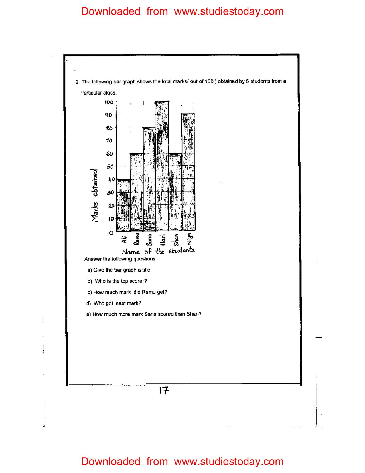 Worksheet for Class 4 Maths Assignment 89 Handling Data - Page 2
