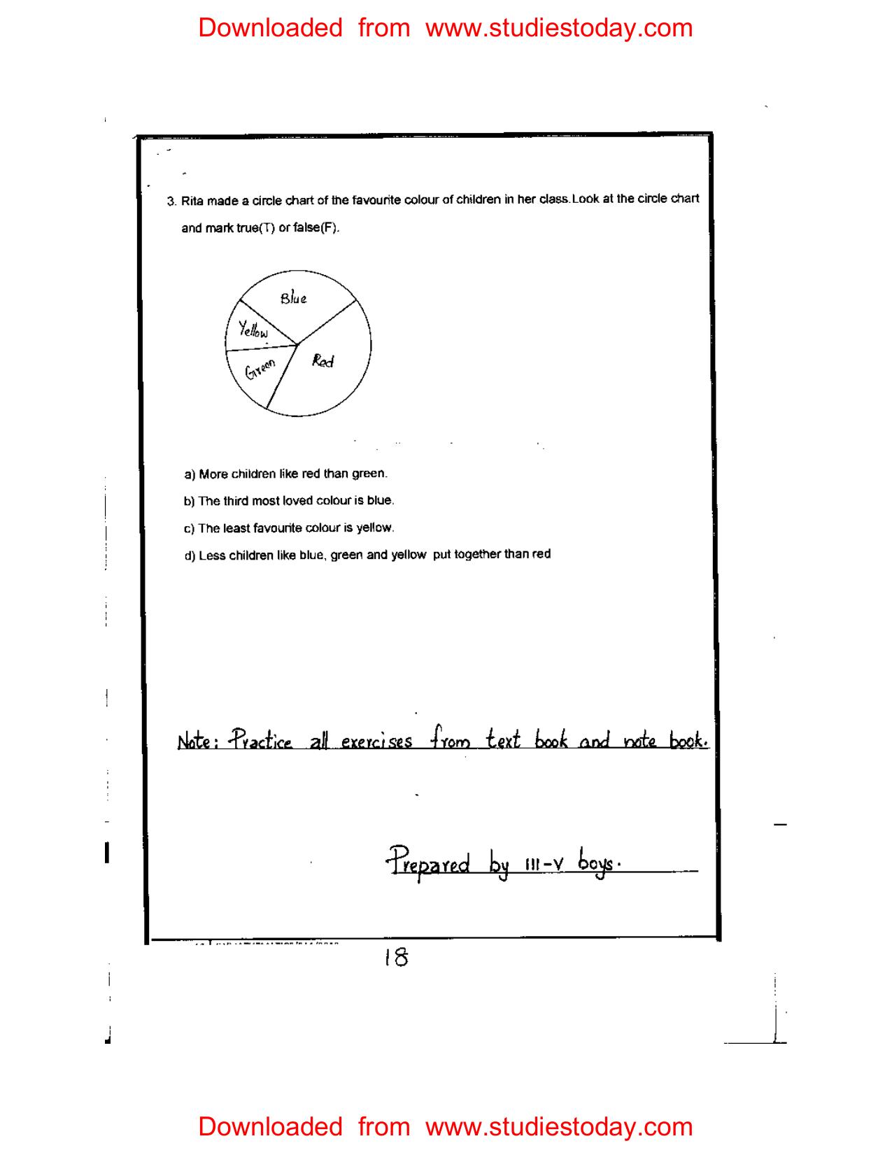 Worksheet for Class 4 Maths Assignment 89 Handling Data - Page 3