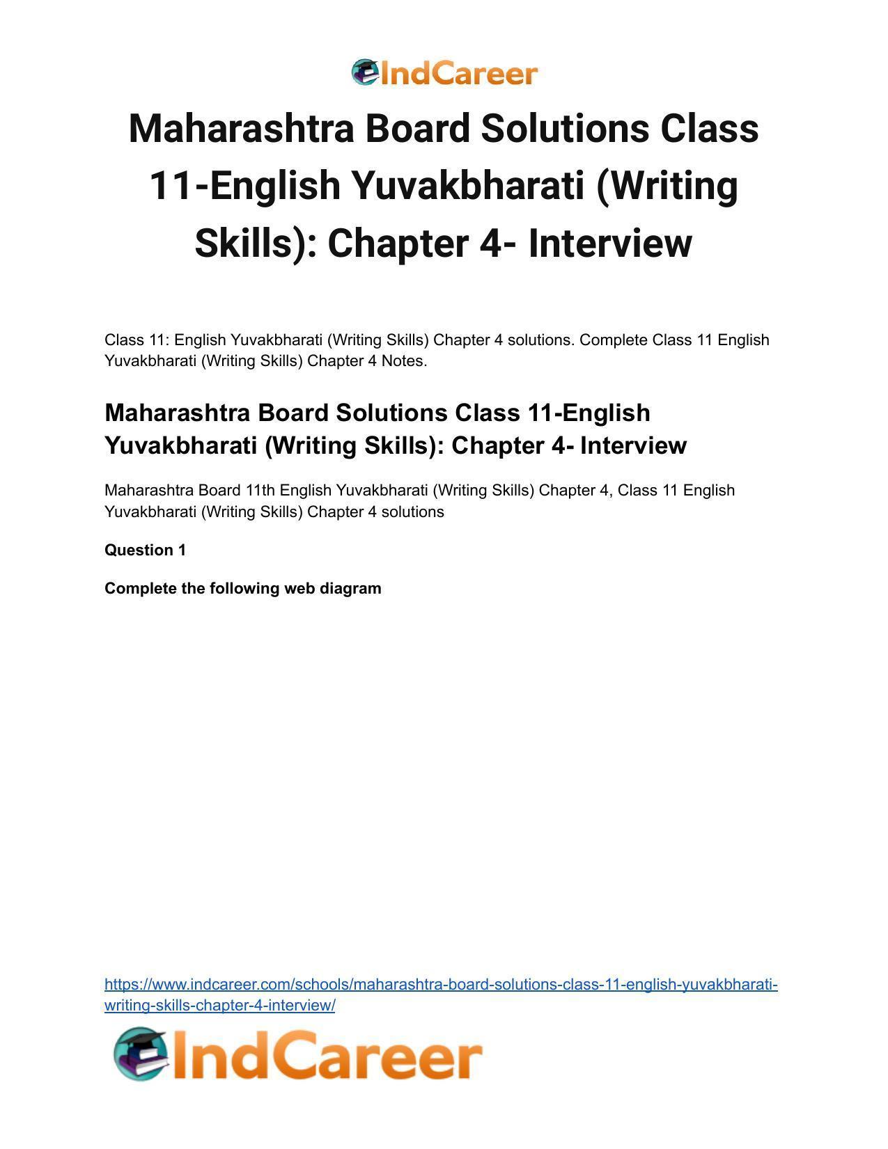 Maharashtra Board Solutions Class 11-English Yuvakbharati (Writing Skills): Chapter 4- Interview - Page 2