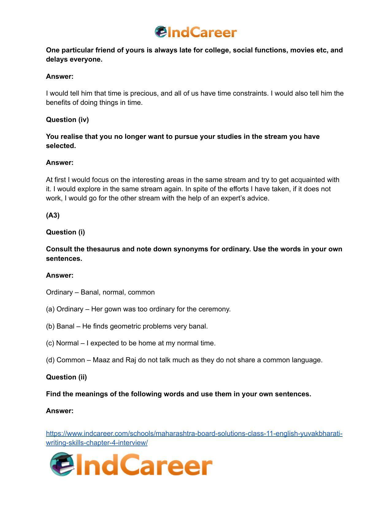 Maharashtra Board Solutions Class 11-English Yuvakbharati (Writing Skills): Chapter 4- Interview - Page 7