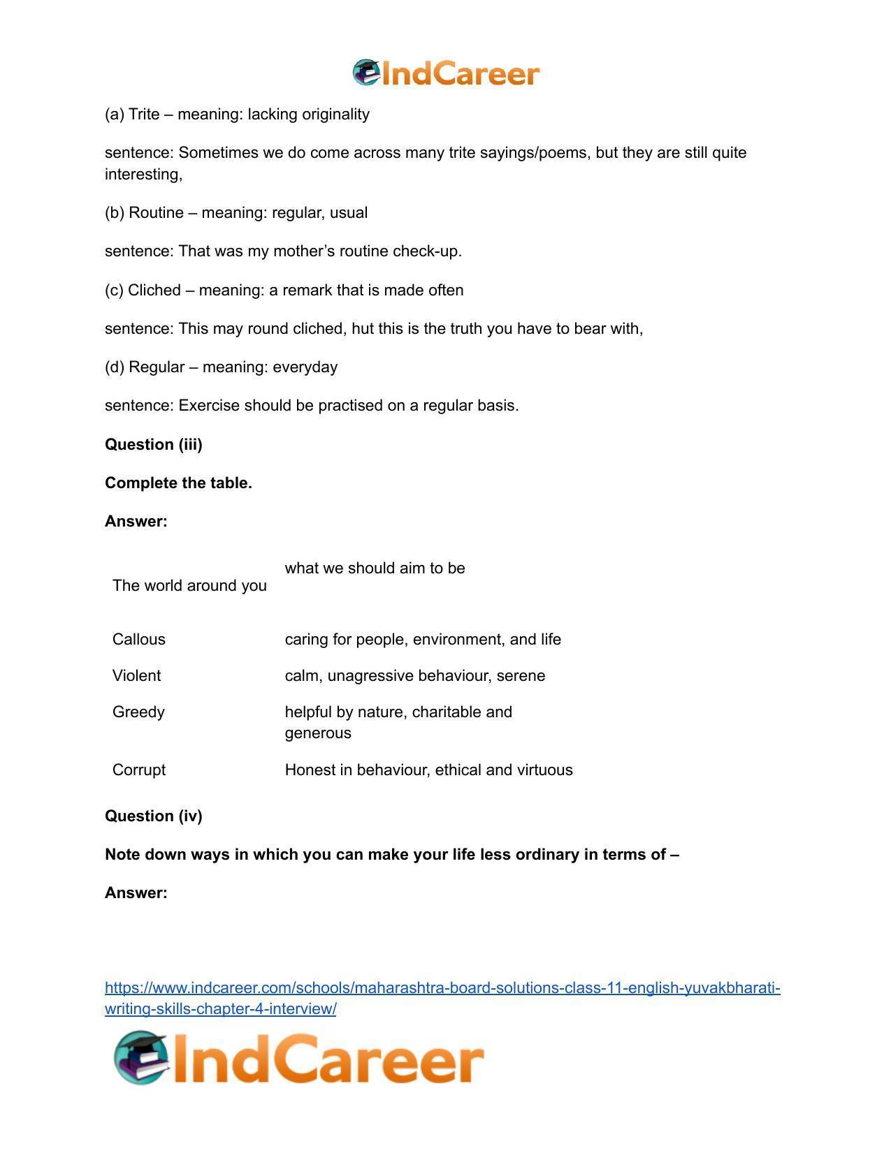 Maharashtra Board Solutions Class 11-English Yuvakbharati (Writing Skills): Chapter 4- Interview - Page 8