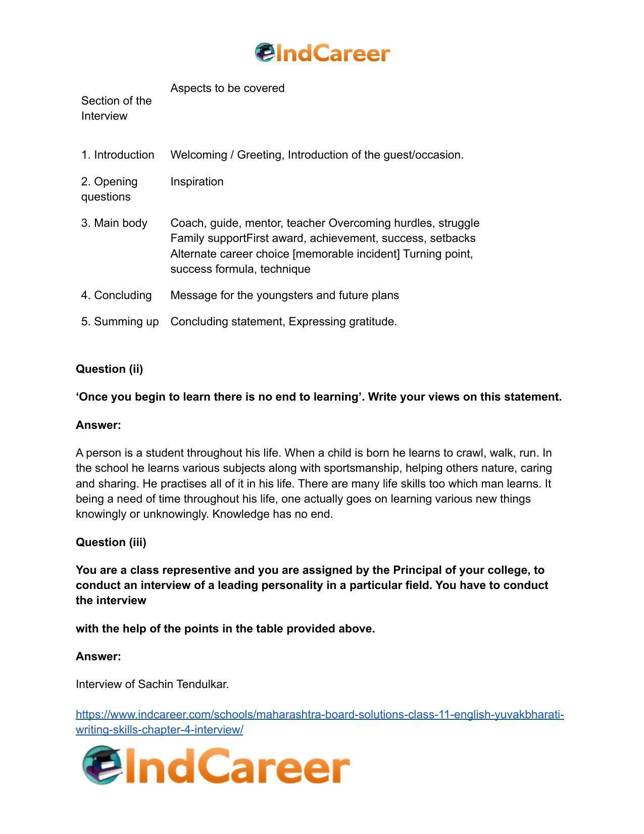 Maharashtra Board Solutions Class 11-English Yuvakbharati (Writing Skills): Chapter 4- Interview - Page 10