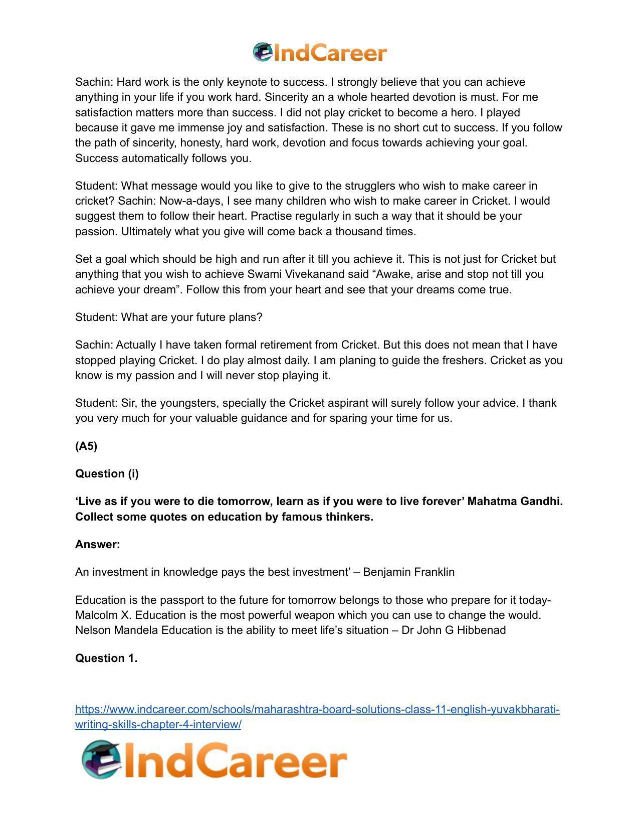 Maharashtra Board Solutions Class 11-English Yuvakbharati (Writing Skills): Chapter 4- Interview - Page 12