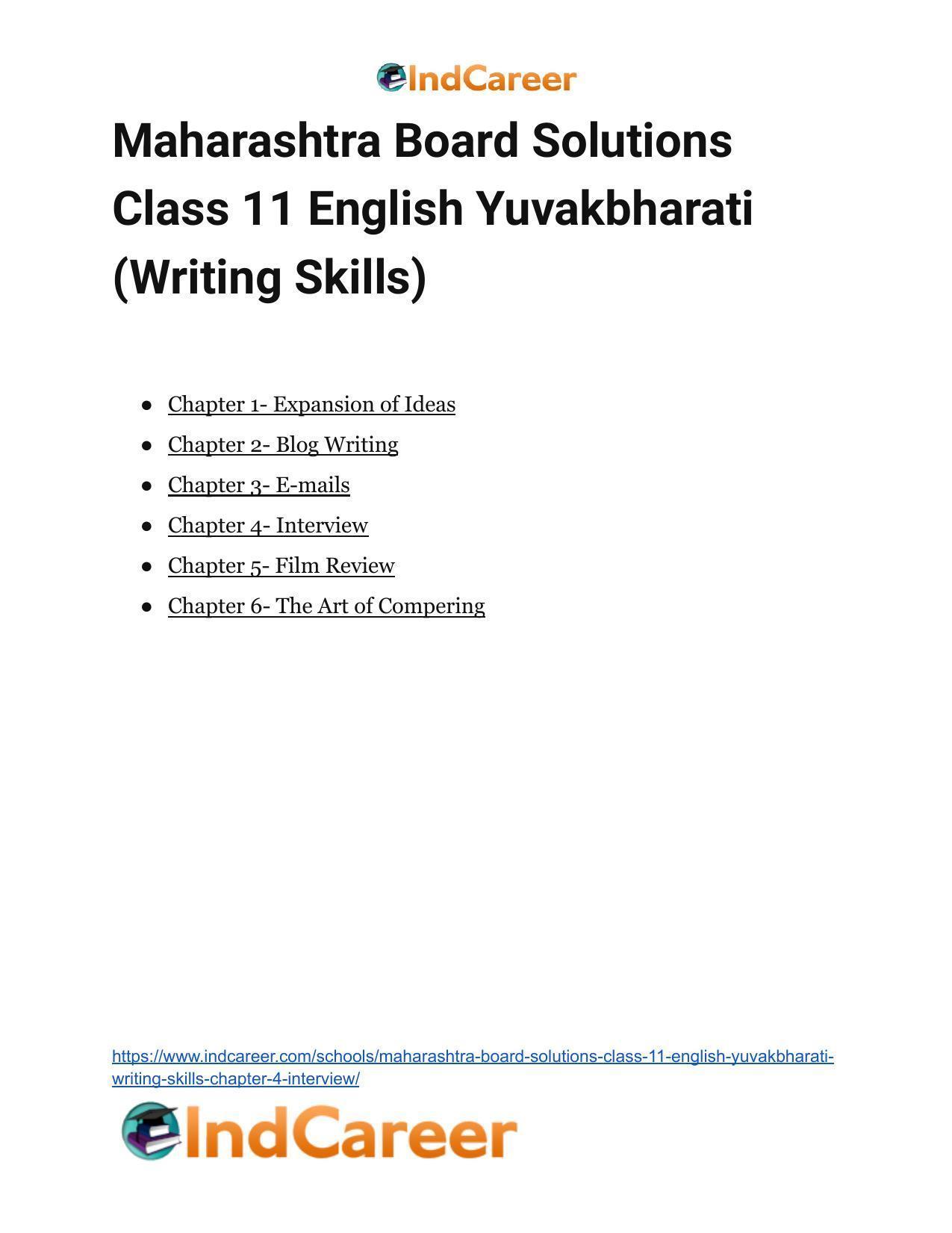 Maharashtra Board Solutions Class 11-English Yuvakbharati (Writing Skills): Chapter 4- Interview - Page 14