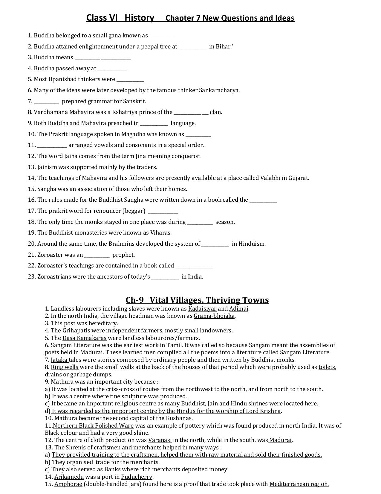 CBSE Worksheets for Class 6 Social Science History Assignment 2 - Page 1