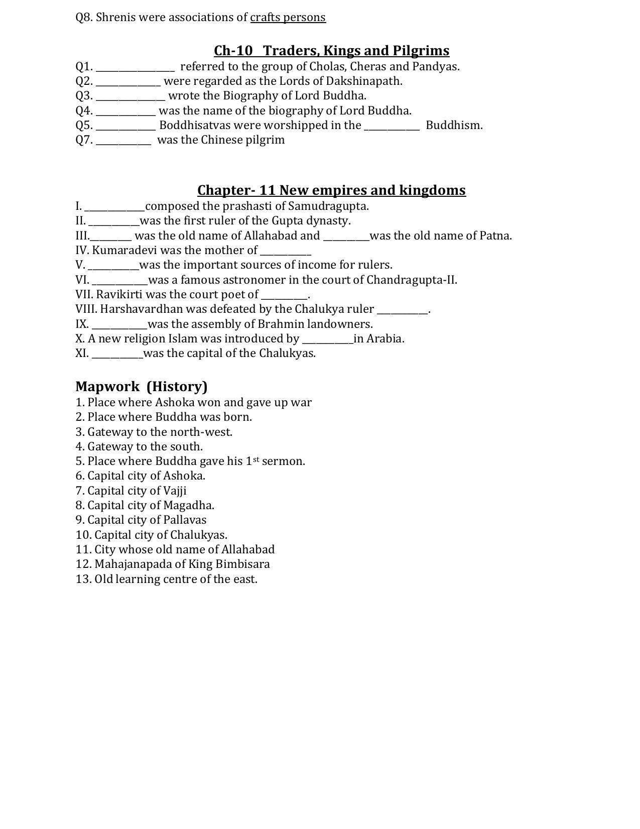 CBSE Worksheets for Class 6 Social Science History Assignment 2 - Page 6