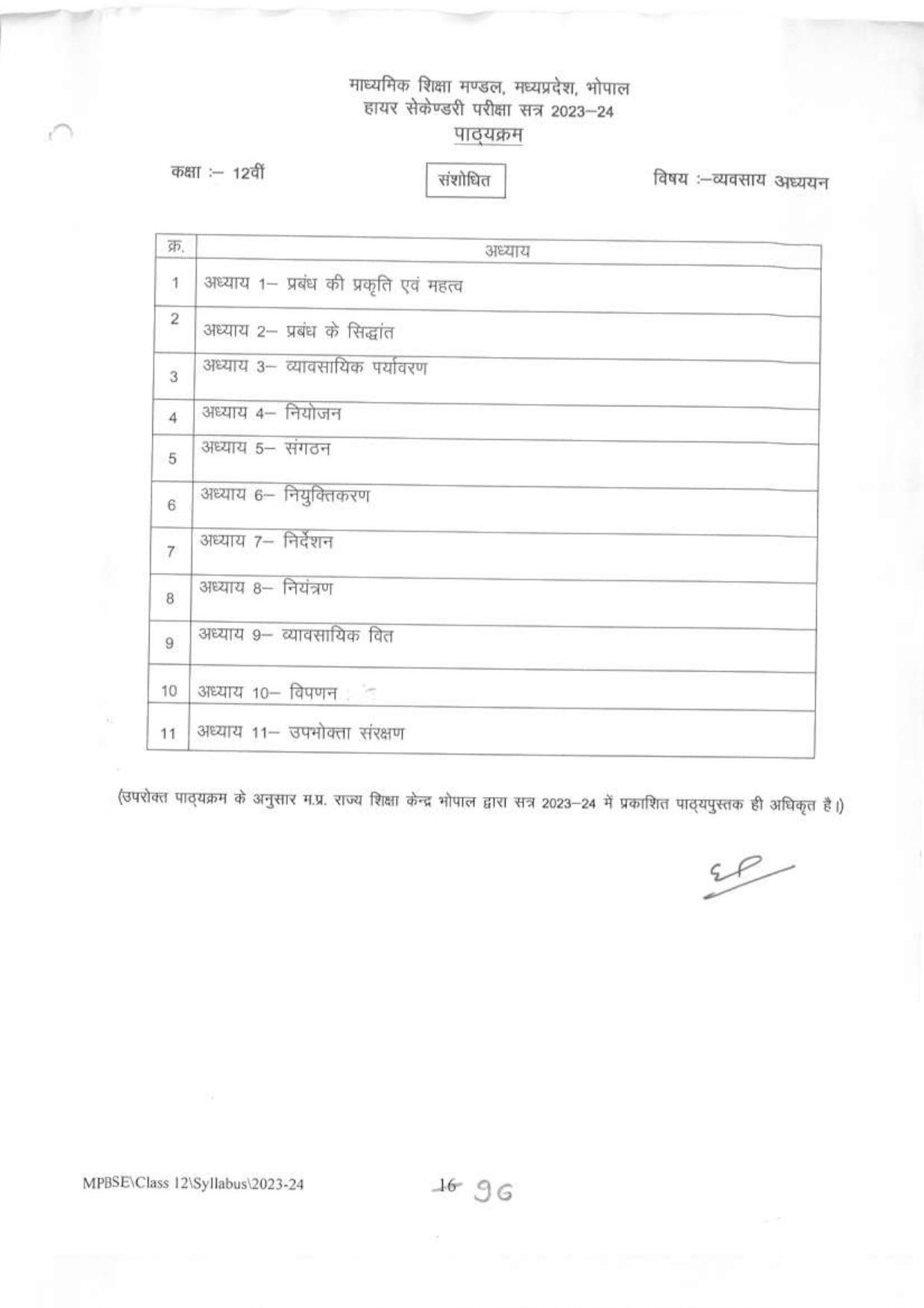 MP Board Class 12 Syllabus - Page 17