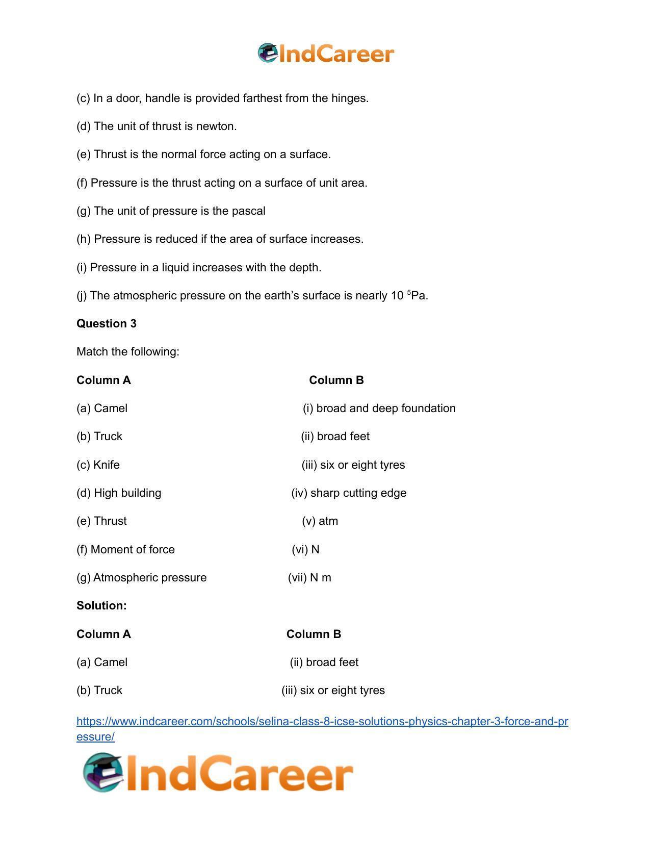 Selina Class 8 ICSE Solutions Physics : Chapter 3- Force and Pressure - Page 4