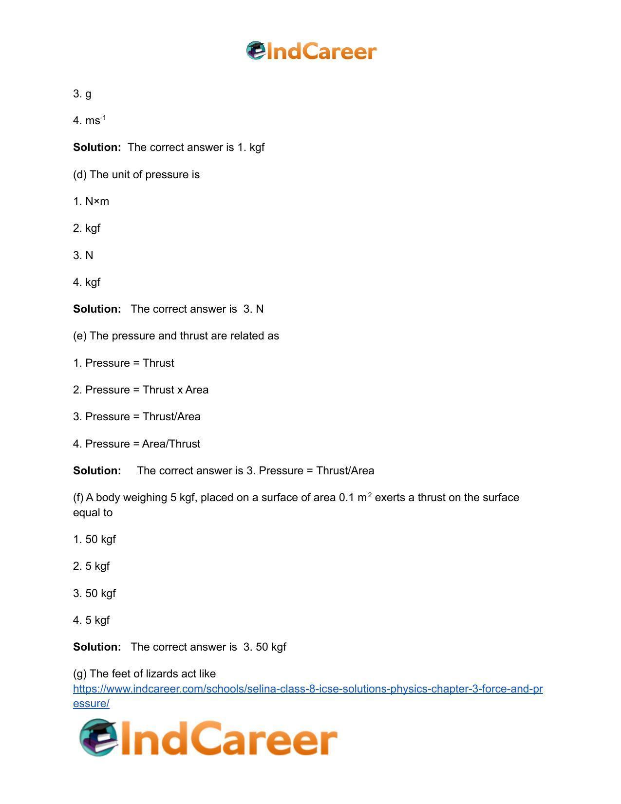 Selina Class 8 ICSE Solutions Physics : Chapter 3- Force and Pressure - Page 6