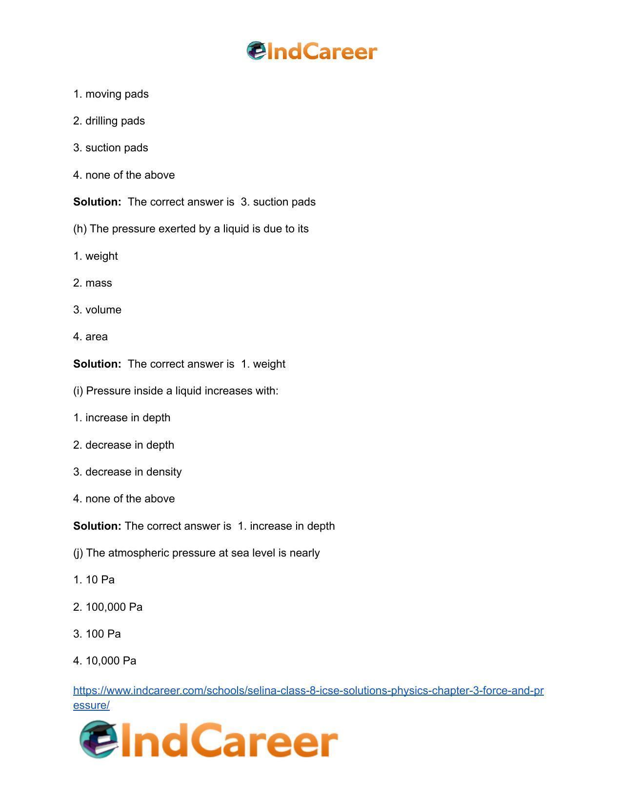 Selina Class 8 ICSE Solutions Physics : Chapter 3- Force and Pressure - Page 7