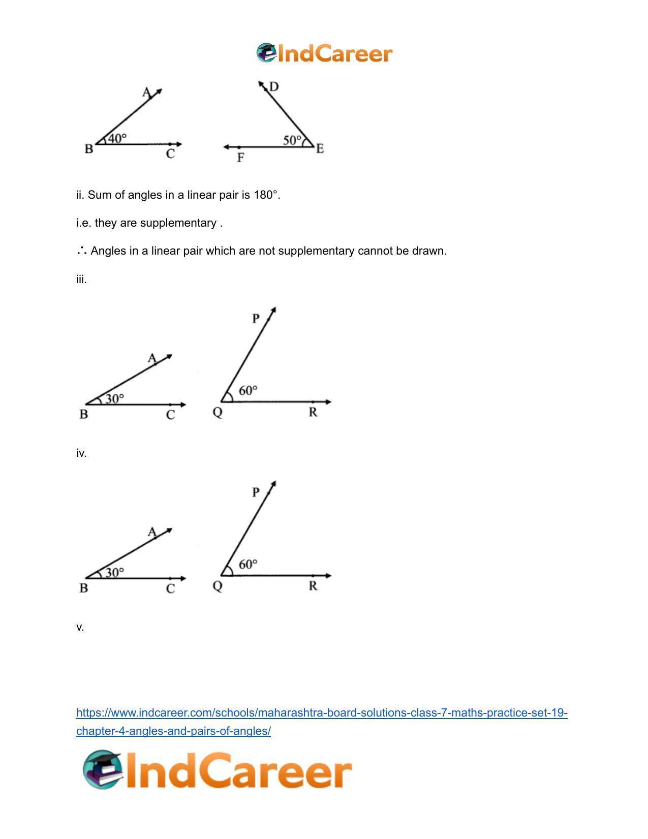 Maharashtra Board Solutions Class 7-Maths (Practice Set 19): Chapter 4- Angles and Pairs of Angles - Page 3