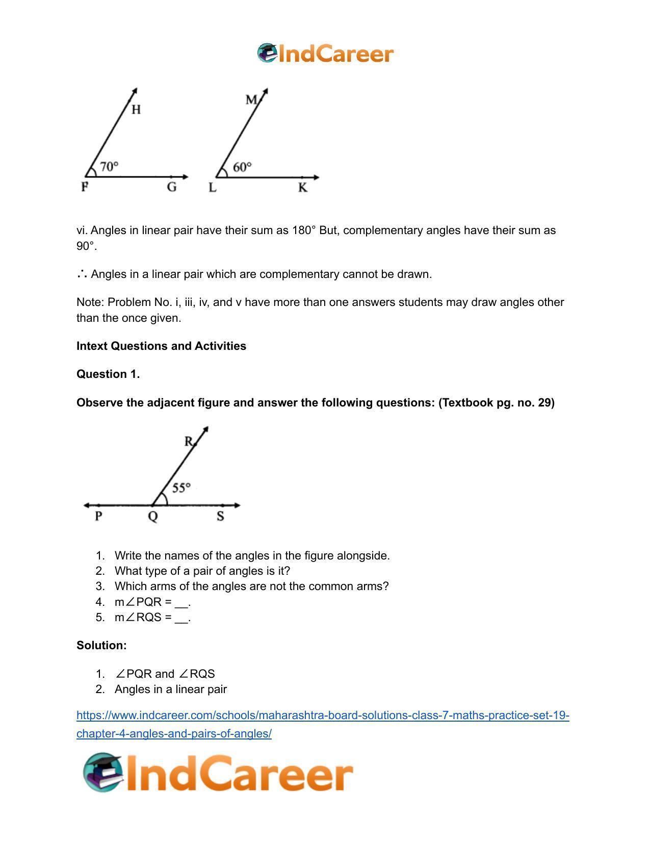 Maharashtra Board Solutions Class 7-Maths (Practice Set 19): Chapter 4- Angles and Pairs of Angles - Page 4