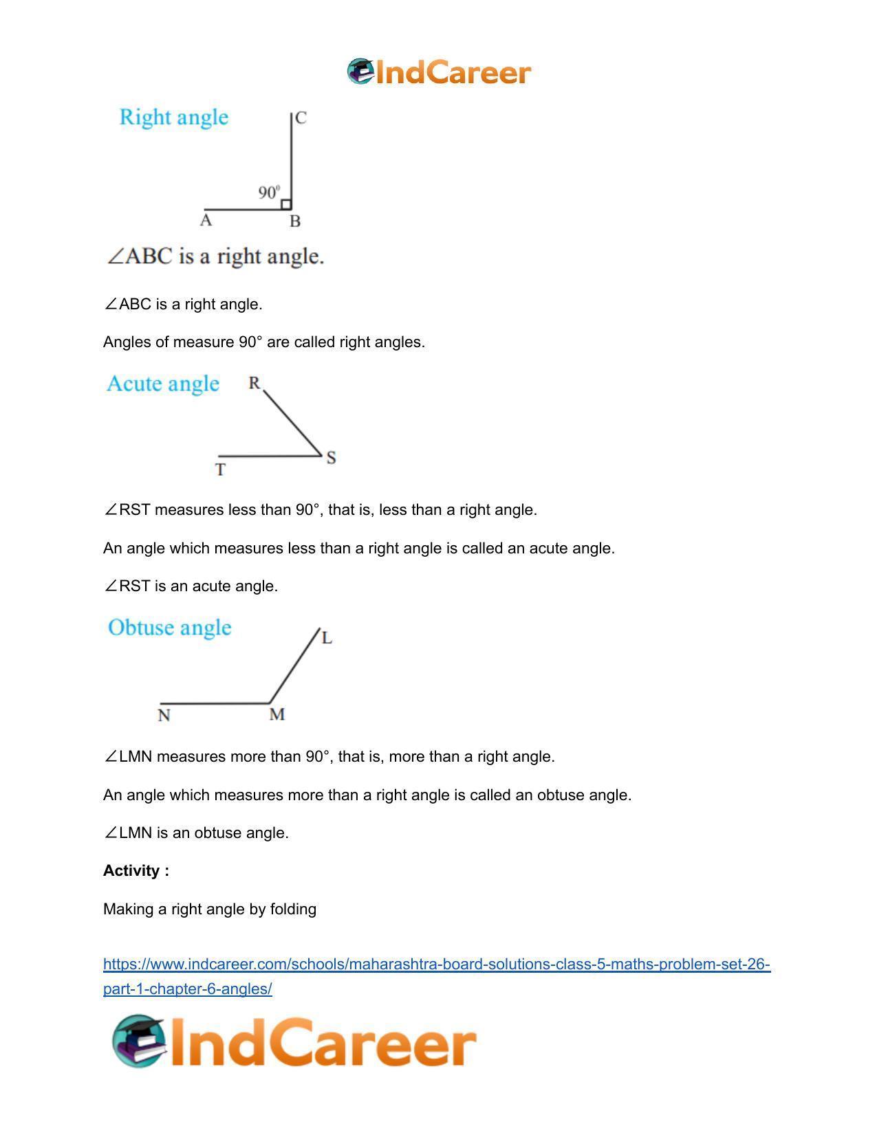 Maharashtra Board Solutions Class 5-Maths (Problem Set 26) - Part 1: Chapter 6- Angles - Page 5