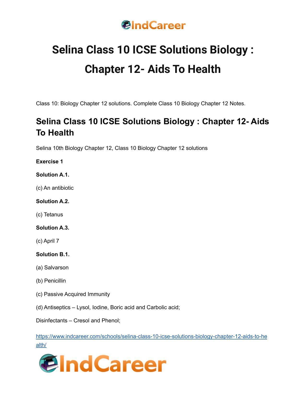 Selina Class 10 ICSE Solutions Biology : Chapter 12- Aids To Health - Page 2