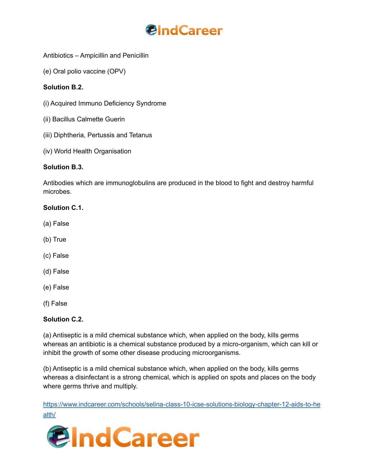 Selina Class 10 ICSE Solutions Biology : Chapter 12- Aids To Health - Page 3