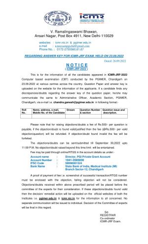 ICMR JRF 2022 Question Paper with Answers