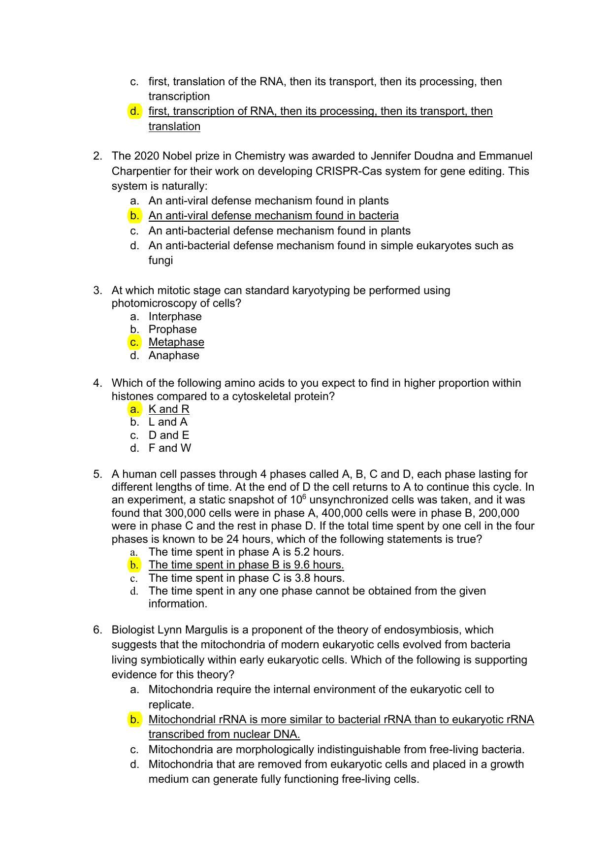 TIFR GS 2021 Biology Question Paper - Page 11